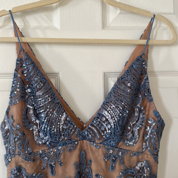 Free People Night Shimmer Mini Dress Blue Sequin Cocktail Size 2 - Picture 2 of 5